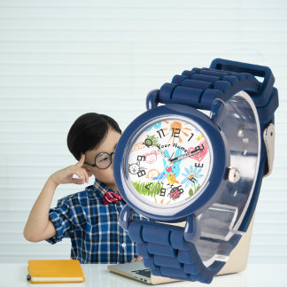 Custom boy Name blue Glitter Strap Kids Watch Armbandsur