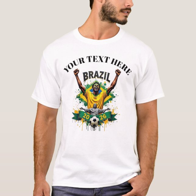 Custom Brazil Soccer Football Team Supporter T Shirt (Framsida)