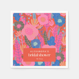 Custom Bridal Shower Boho Floral Pink Red Stylish Pappersservett
