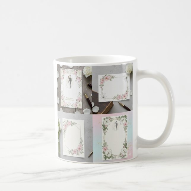 Custom Bride and Groom Illustration Kaffemugg (Höger)