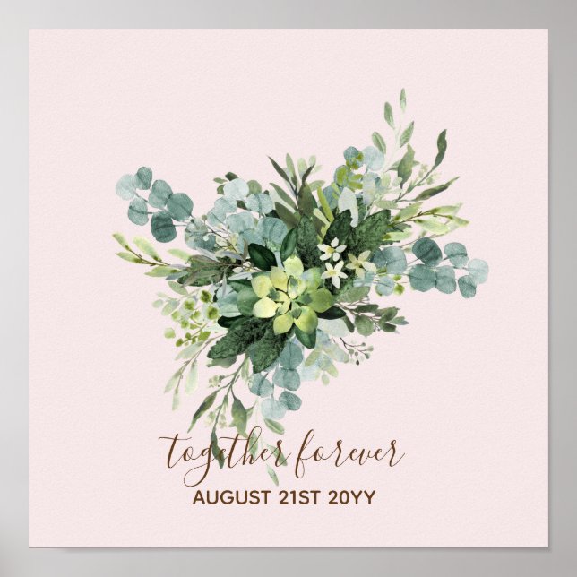 Custom Bridesmaid Bridal Party Gifts Greenery  Poster (Framsidan)