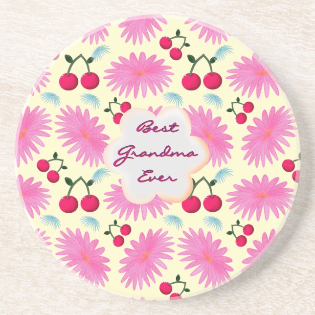 Custom Bright Pink Floral Cherry Pattern  Underlägg (Framsidan)