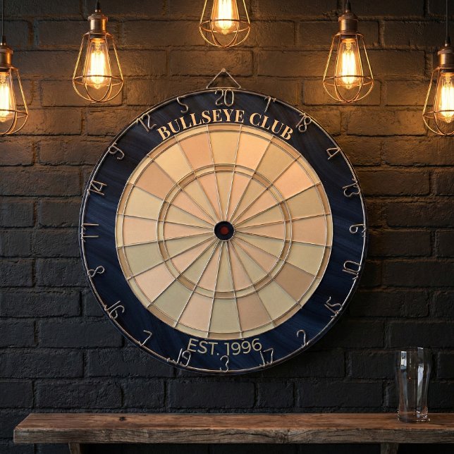 Custom Bullseye Club Navy Blue Wood Grain Darttavla (Skapare uppladdad)