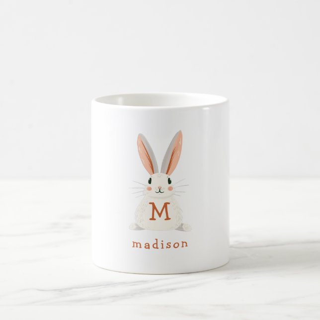Custom Bunny Monogram Name Gift Kaffemugg (Center)