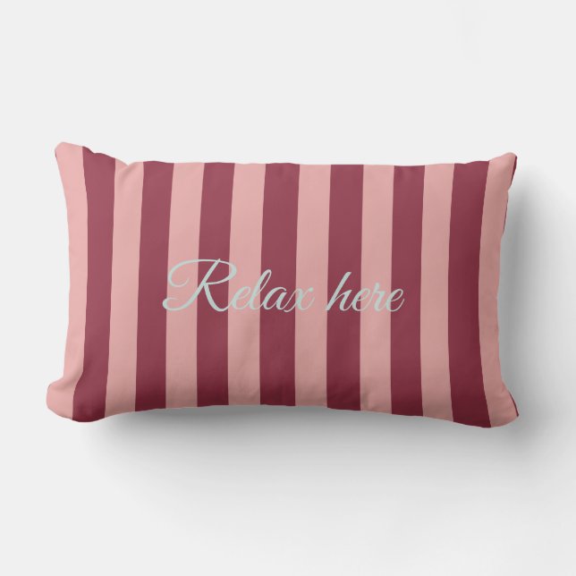 Custom Burgundy, Pink & Blue Striped Lumbar Pillow Lumbarkudde (Framsida)
