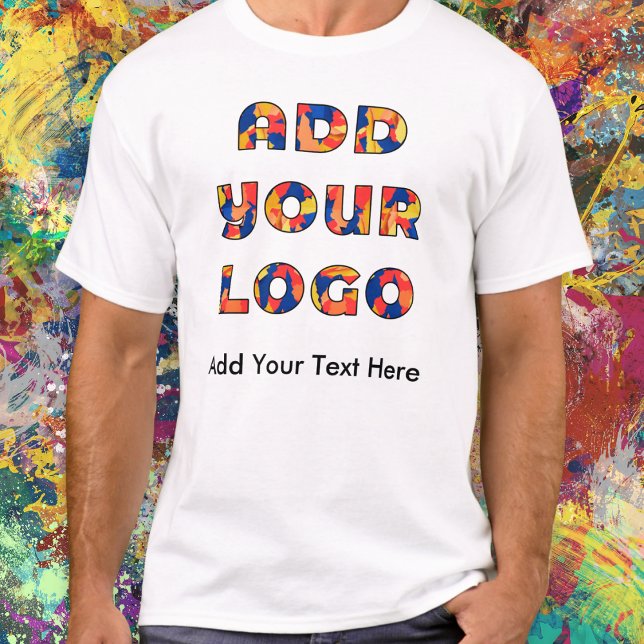 Custom Business Add Logo and Text Personalized T Shirt (A t-shirt to customize with the logo of your business, organization or club, and your own text)