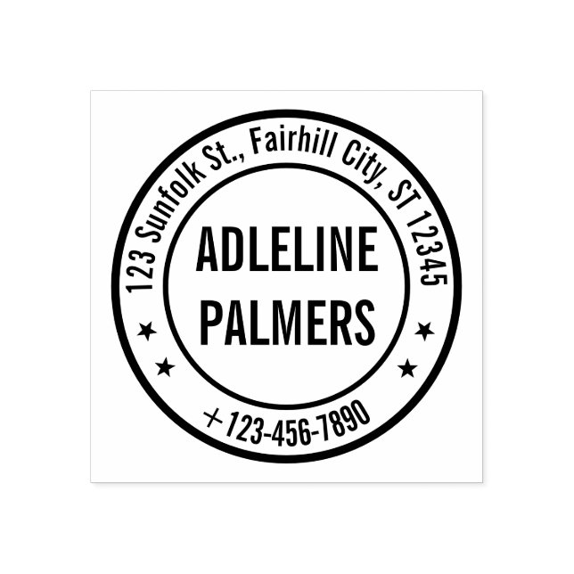 Custom Business Address Stamp – Round Design Stämpel (Tryck)