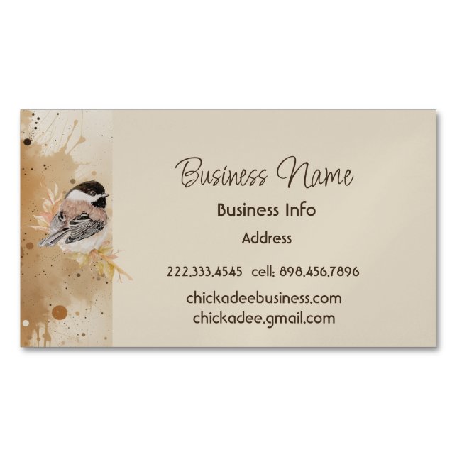 Custom Business Chickadee Bird Business Magnetiska Visitkort (Framsida)