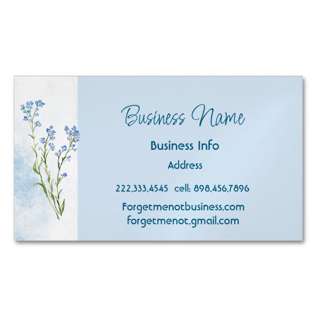 Custom Business Forget-me-not Flower Magnetiska Visitkort (Framsida)