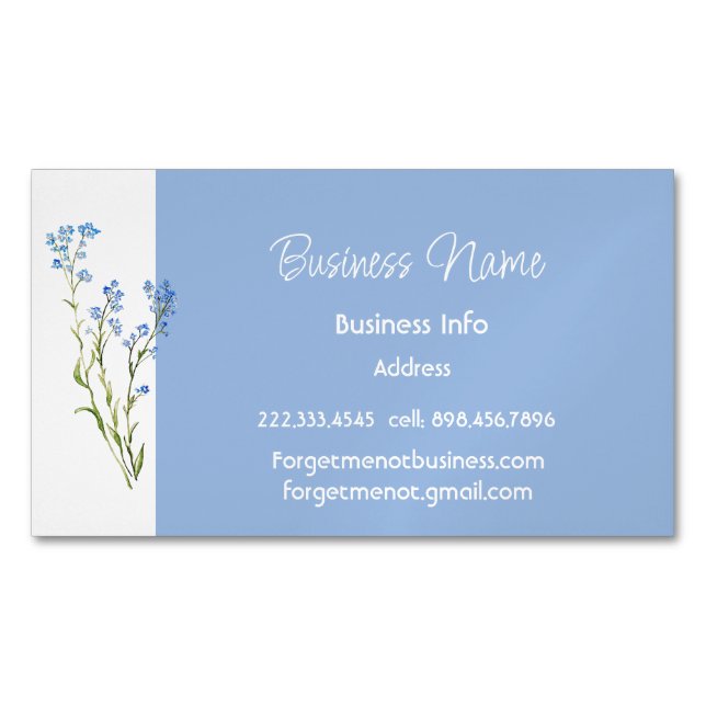 Custom Business Forget-me-not Flower Magnetiska Visitkort (Framsida)