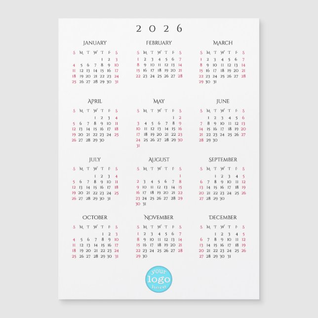 Custom Business Logo 2026 Calendar Holiday Cards (Framsida)