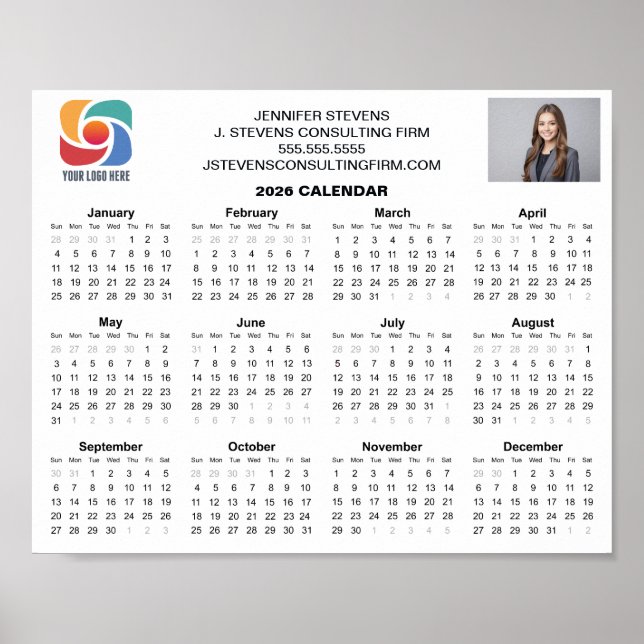Custom Business Logo 2026 Company Calendar Poster (Framsidan)