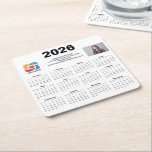 Custom Business Logo 2026 Company Calendar Underlägg Papper Kvadrat<br><div class="desc">This modern business calendar paper coaster is custom made with your professional company name under the the agent name in chic typography. These minimalist black and white calendars feature your logo on one side and personalized photo on the other. Contemporary marketing tools for a corporation in 2026. The weeks start...</div>