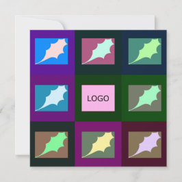 Custom Business Logo and Wish, Elegant Leaf Art Julkort