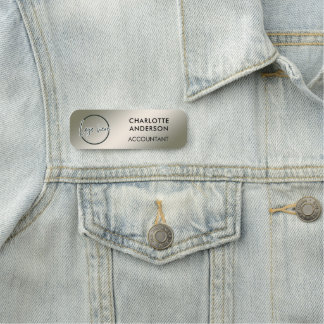 Custom Business Logo Basic Employee Silver  Staff  Namnbricka