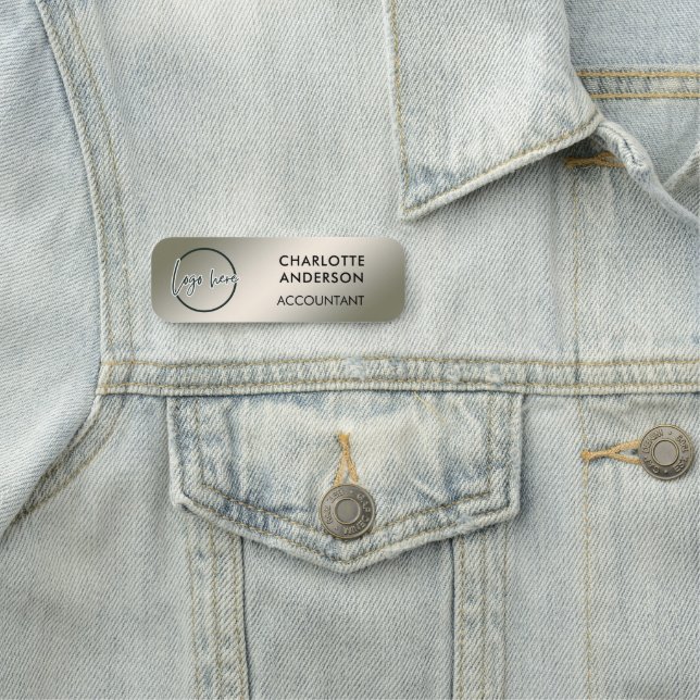 Custom Business Logo Basic Employee Silver  Staff  Namnbricka (På plats)