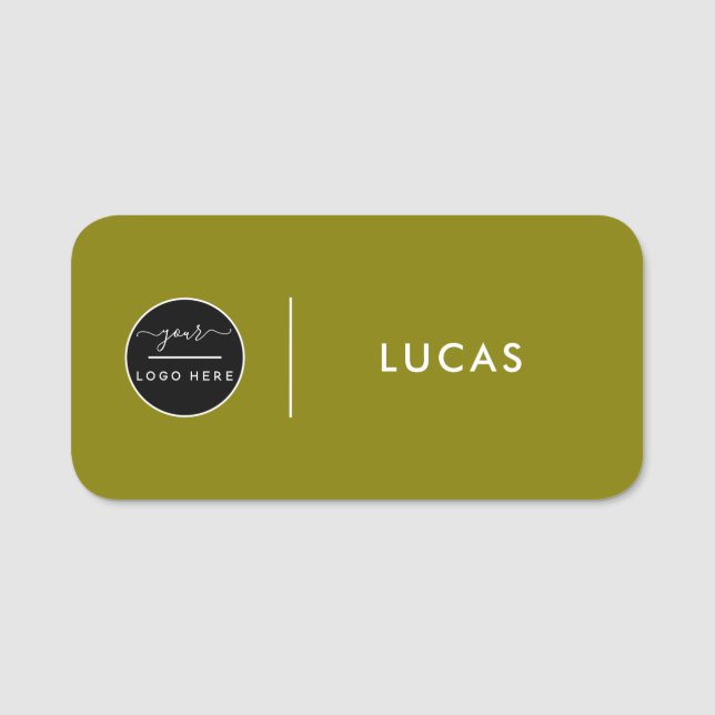 Custom Business Logo Basic Employee Staff Name  Na Namnbricka (Framsida)