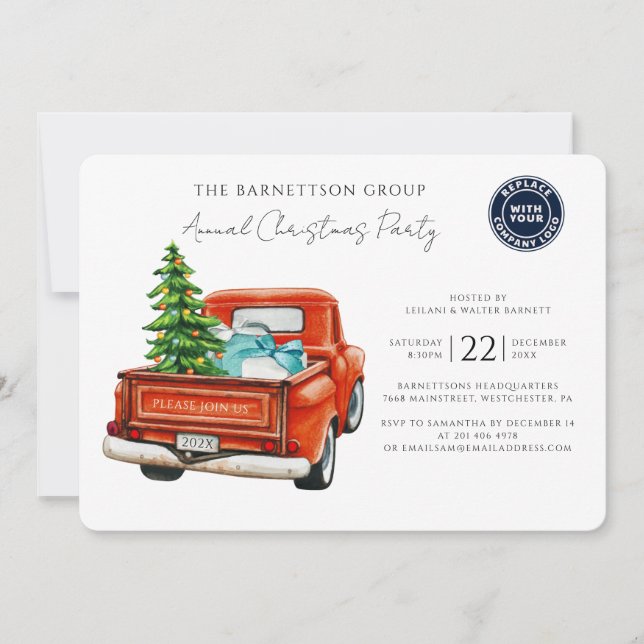 Custom Business Logo Christmas Holiday Party Inbjudningar (Framsida)