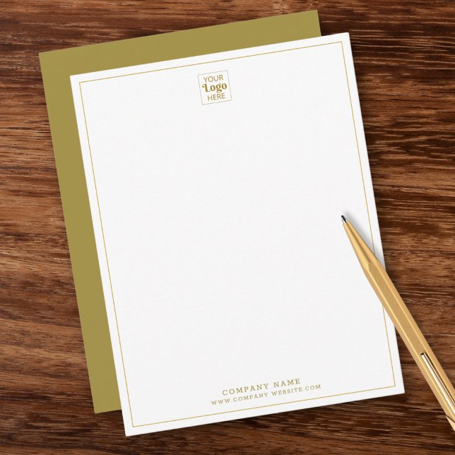 Custom Business Logo Company Name Gold Vertical Anteckningskort (Skapare uppladdad)