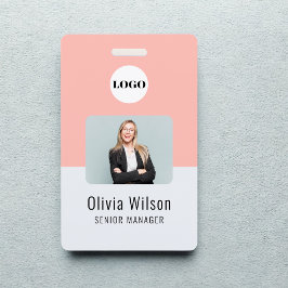Custom Business Logo Employee Photo Blush Pink ID