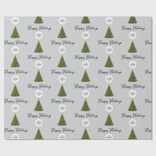 Custom Business Logo Happy Holidays Presentpapper (Platt)