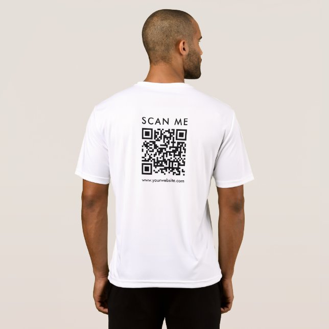 Custom Business  QR Code Scan Me Mens Back Print T Shirt (Hel baksida)