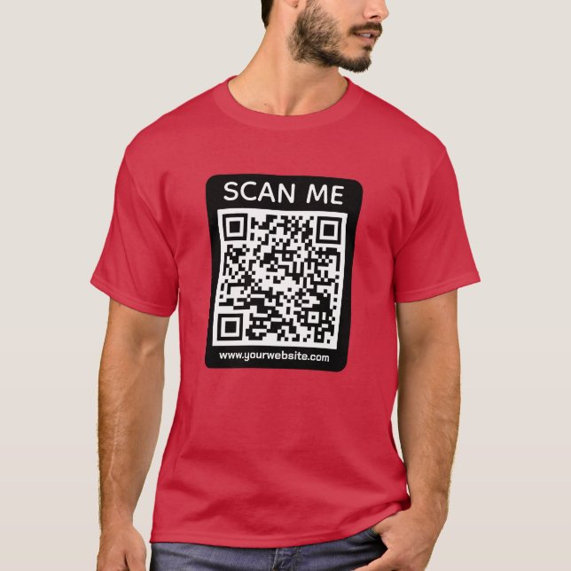 Custom Business QR Code Scan Me  T Shirt (Framsida)
