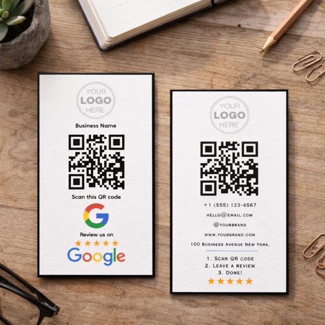 Custom Business Review QR Code Logo Visitkort (Custom Business Review QR Code Logo Card
)