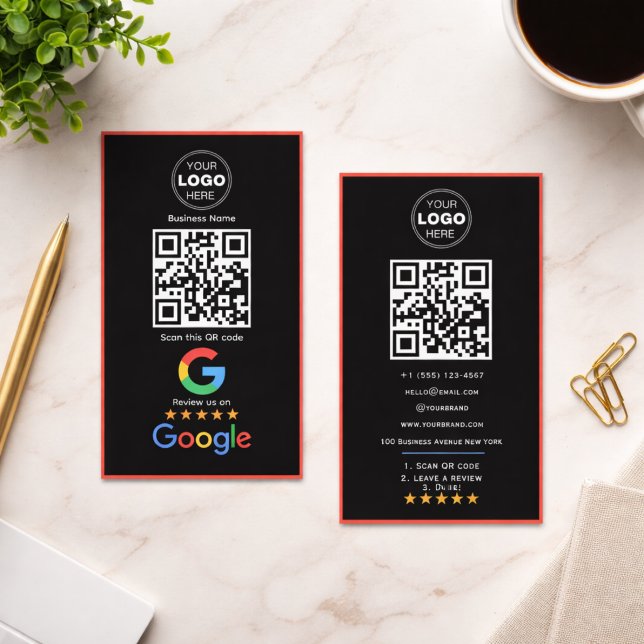 Custom Business Review QR Code Logo Visitkort (Minimalist QR Code Professional Design Business Card)