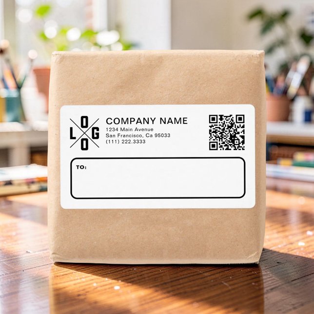 Custom Business Shipping Logo & QR Code Fraktsedel (Skapare uppladdad)