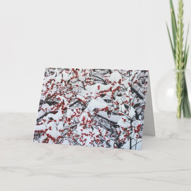 Custom Business Snow Branches Berries Holiday Kort (Framsida)