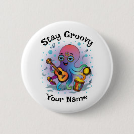 Custom Button | Retro Octopus | Name & Text Knapp