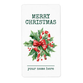 Custom Candy Cane Merry Christmas Gift Label Fraktsedel