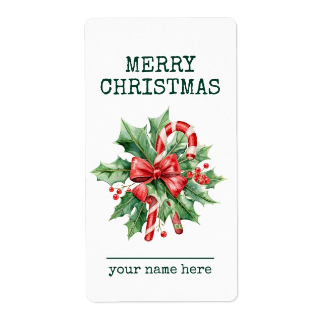 Custom Candy Cane Merry Christmas Gift Label Fraktsedel (Framsidan)