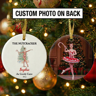 Custom Candy Cane Nutcracker Photo Christmas Julgransprydnad Keramik