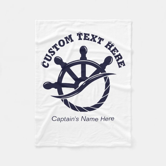 Custom Captain Boat Nautical Gift Fleecefilt (Framsidan)