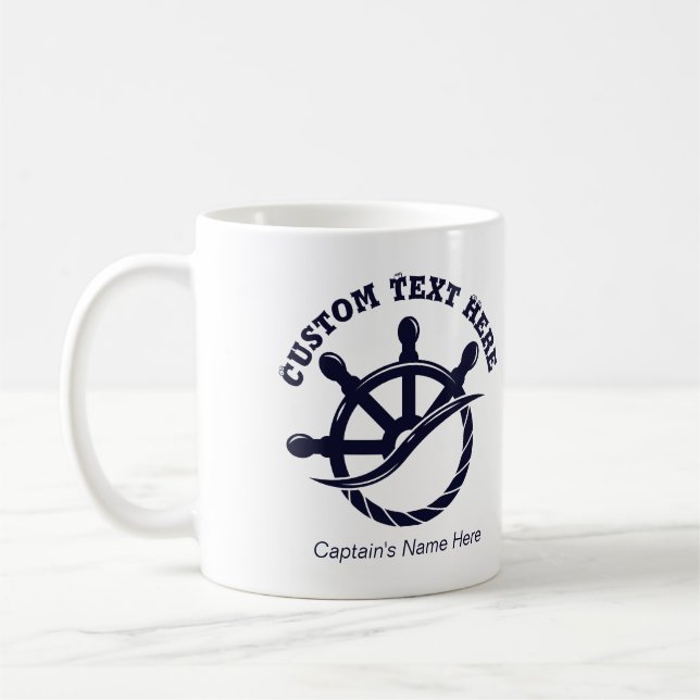 Custom Captain Boat Nautical Gift Kaffemugg (Vänster)