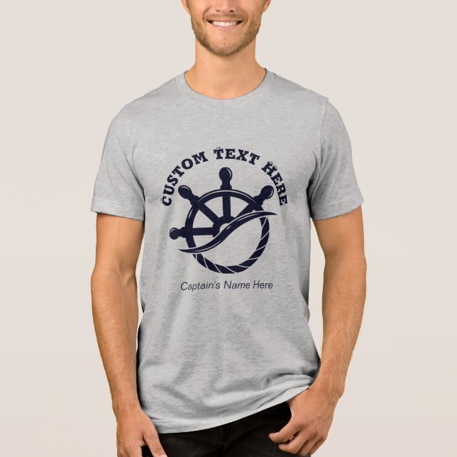 Custom Captain Boat Nautical Gift T Shirt (Framsida)