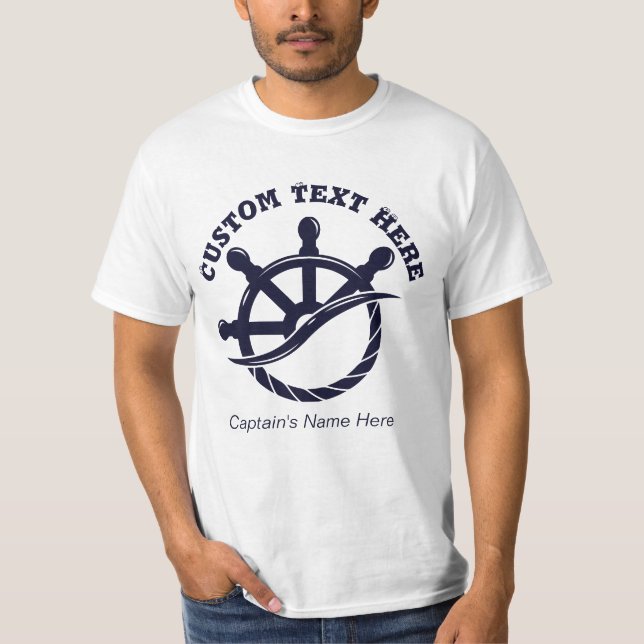 Custom Captain Boat Nautical Gift T Shirt (Framsida)