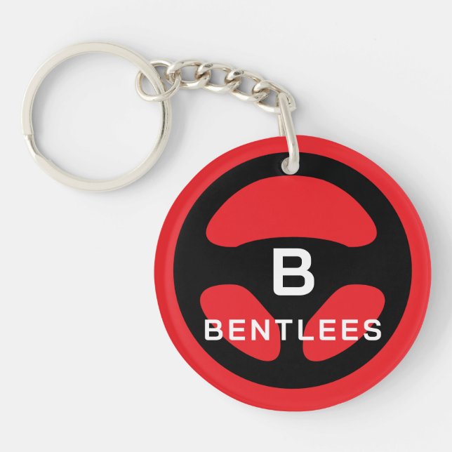 Custom car key keychain with steering wheel logo (Framsidan)