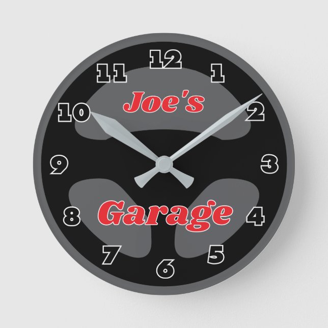 Custom car steering wheel garage wall clock design rund klocka (Framsida)