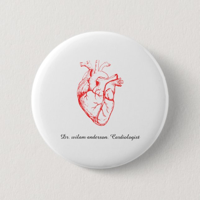 Custom Cardiologist Heart Anatomy Art Knapp (Framsida)