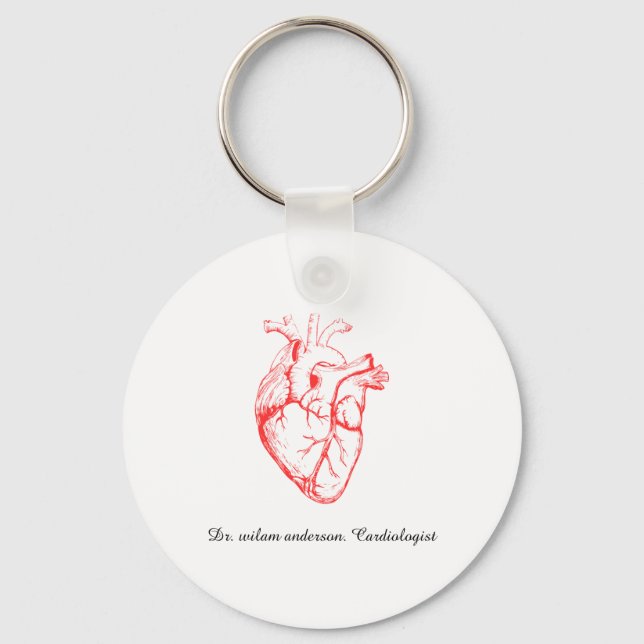 Custom Cardiologist Heart Anatomy Art Nyckelring (Framsida)