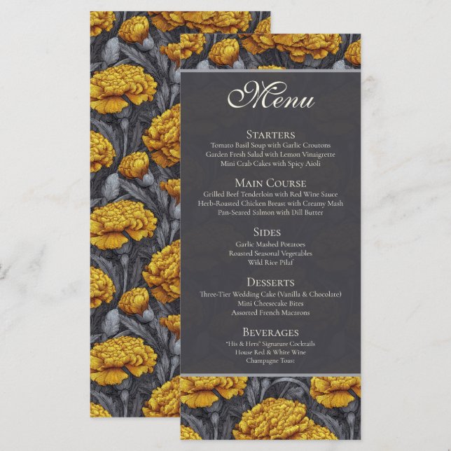 Custom Carnation Inspired Destination Wedding Meny (Fram/baksida)