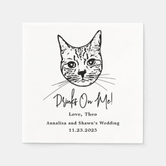 Custom Cat Cocktail Napkins Wedding Pappersservett