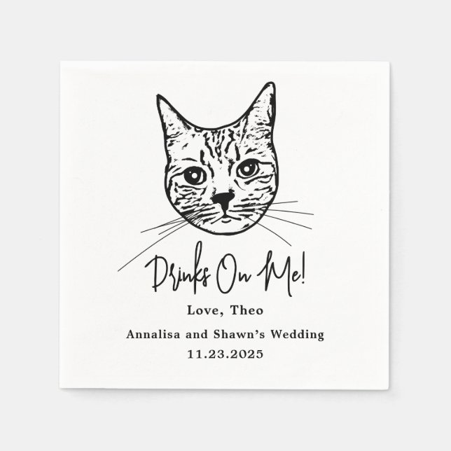 Custom Cat Cocktail Napkins Wedding Pappersservett (Framsidan)