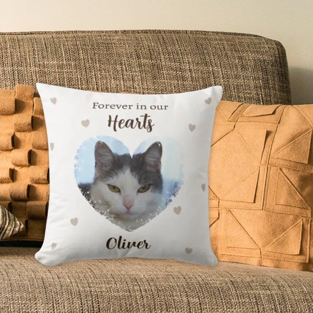 Custom Cat Forever in Our Hearts Throw Pillow Kudde (Skapare uppladdad)