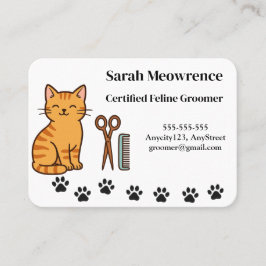 Custom Cat Groomer Business Card – Cute Paw Print  Visitkort