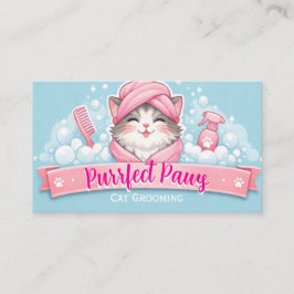 Custom Cat Groomer Business Card – Pastel Design Visitkort