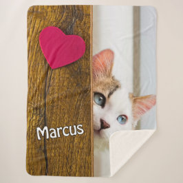 Custom Cat Photo Blanket with Pet's Name